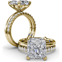 Solitaire Engagement Ring Setting with Tapered Band and Four-Prong Set Radiant Cut Center Stone by Fana