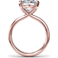 Solitaire Engagement Ring Setting with Tapered Band and Four-Prong Set Radiant Cut Center Stone by Fana