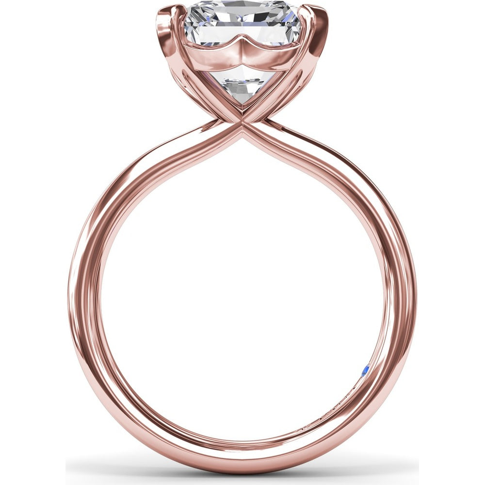 Solitaire Engagement Ring Setting with Tapered Band and Four-Prong Set Radiant Cut Center Stone by Fana