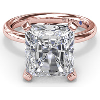 Solitaire Engagement Ring Setting with Tapered Band and Four-Prong Set Radiant Cut Center Stone by Fana