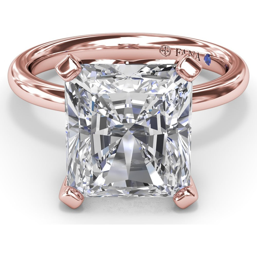 Solitaire Engagement Ring Setting with Tapered Band and Four-Prong Set Radiant Cut Center Stone by Fana