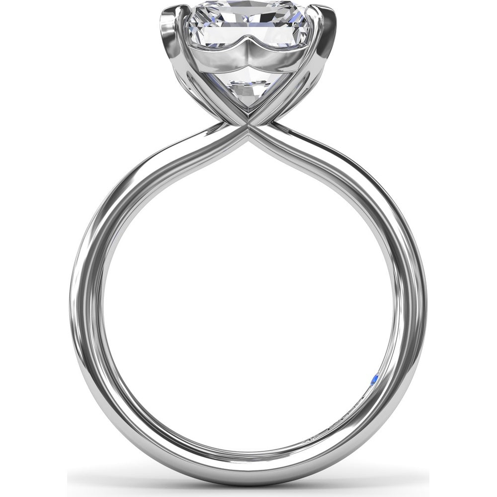 Solitaire Engagement Ring Setting with Tapered Band and Four-Prong Set Radiant Cut Center Stone by Fana