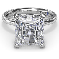 Solitaire Engagement Ring Setting with Tapered Band and Four-Prong Set Radiant Cut Center Stone by Fana