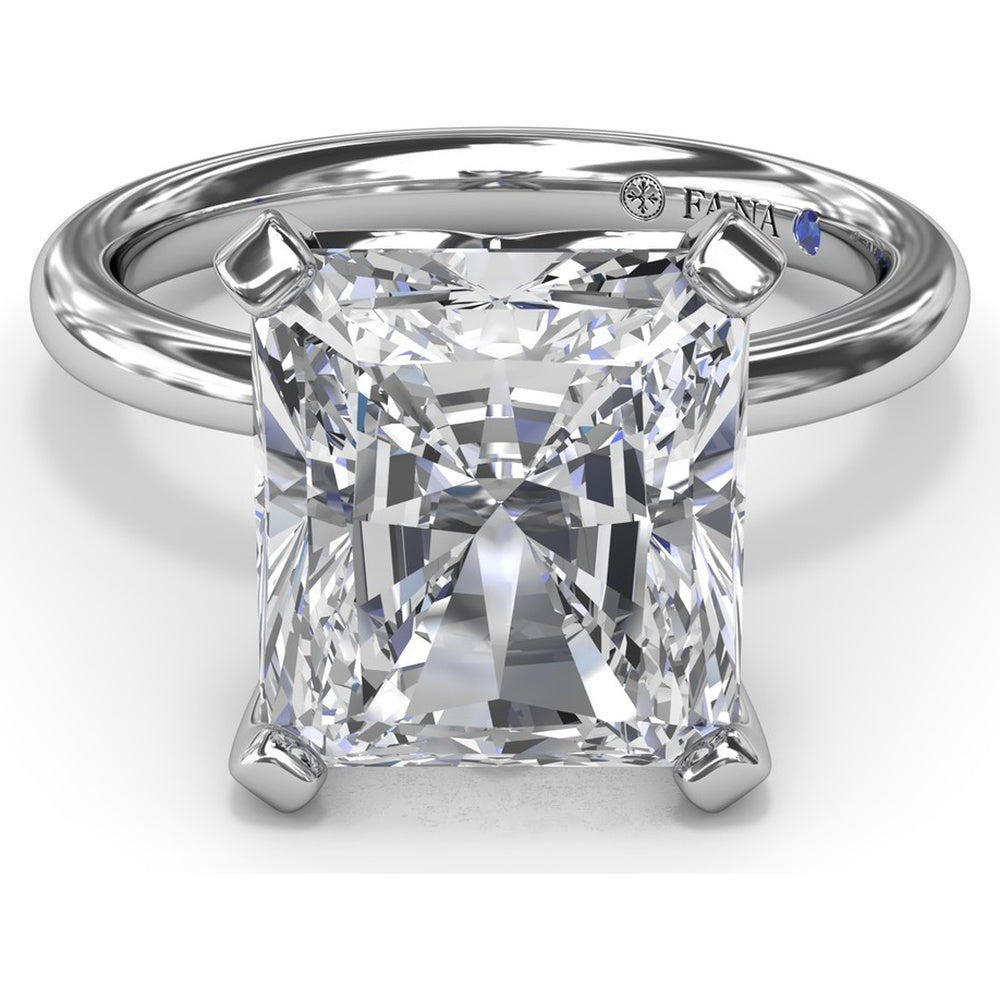 Solitaire Engagement Ring Setting with Tapered Band and Four-Prong Set Radiant Cut Center Stone by Fana