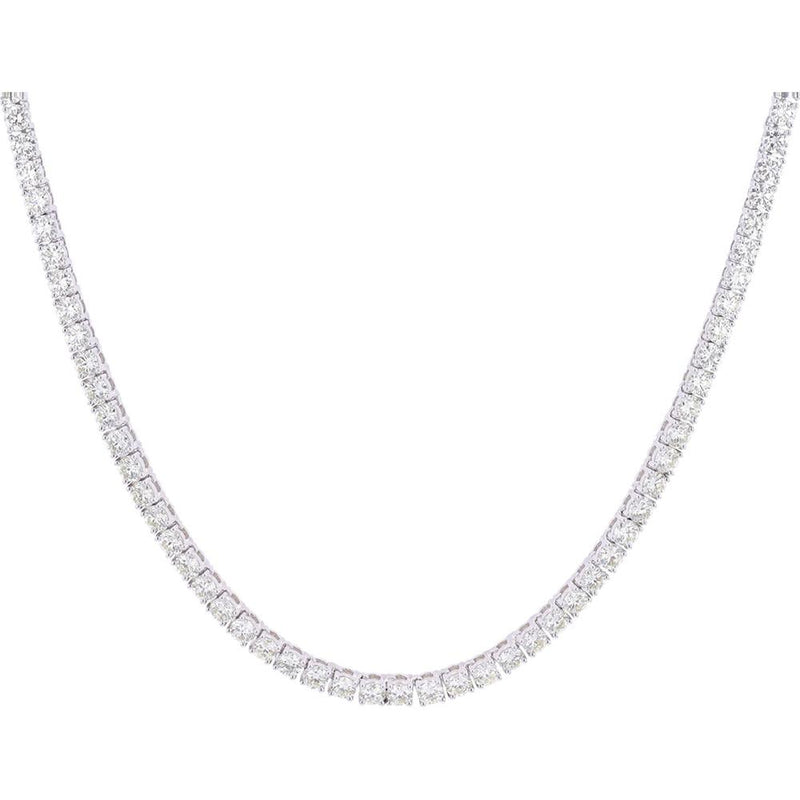 Sparkling 12 Carat Diamond Tennis Necklace in 14K White Gold