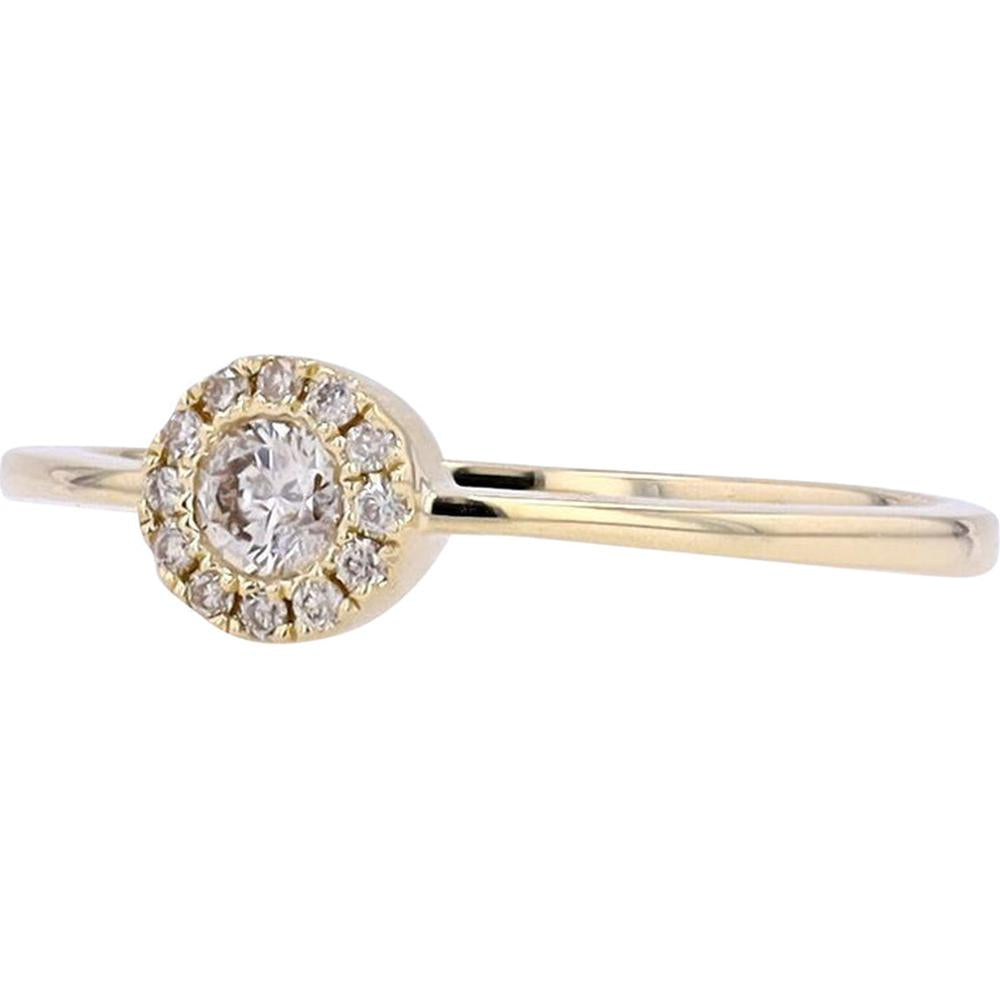 Sparkling 14K Gold Halo Diamond Engagement Ring - Timeless Elegance