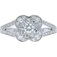 Sparkling 14K White Gold Diamond Split Shank Ring - 0.88 Carats