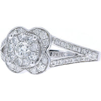 Sparkling 14K White Gold Diamond Split Shank Ring - 0.88 Carats