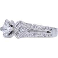 Sparkling 14K White Gold Halo Diamond Engagement Ring - 1.00 Carat Total Diamond Weight