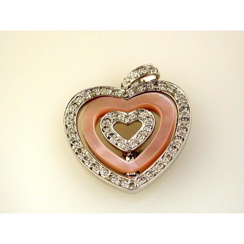 Sparkling 14K White Gold Pink Morganite Heart Pendant with Diamond Accents