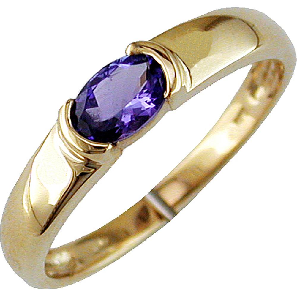 Sparkling 14K Yellow Gold Tanzanite Ring - 0.50 Carat Oval Gemstone