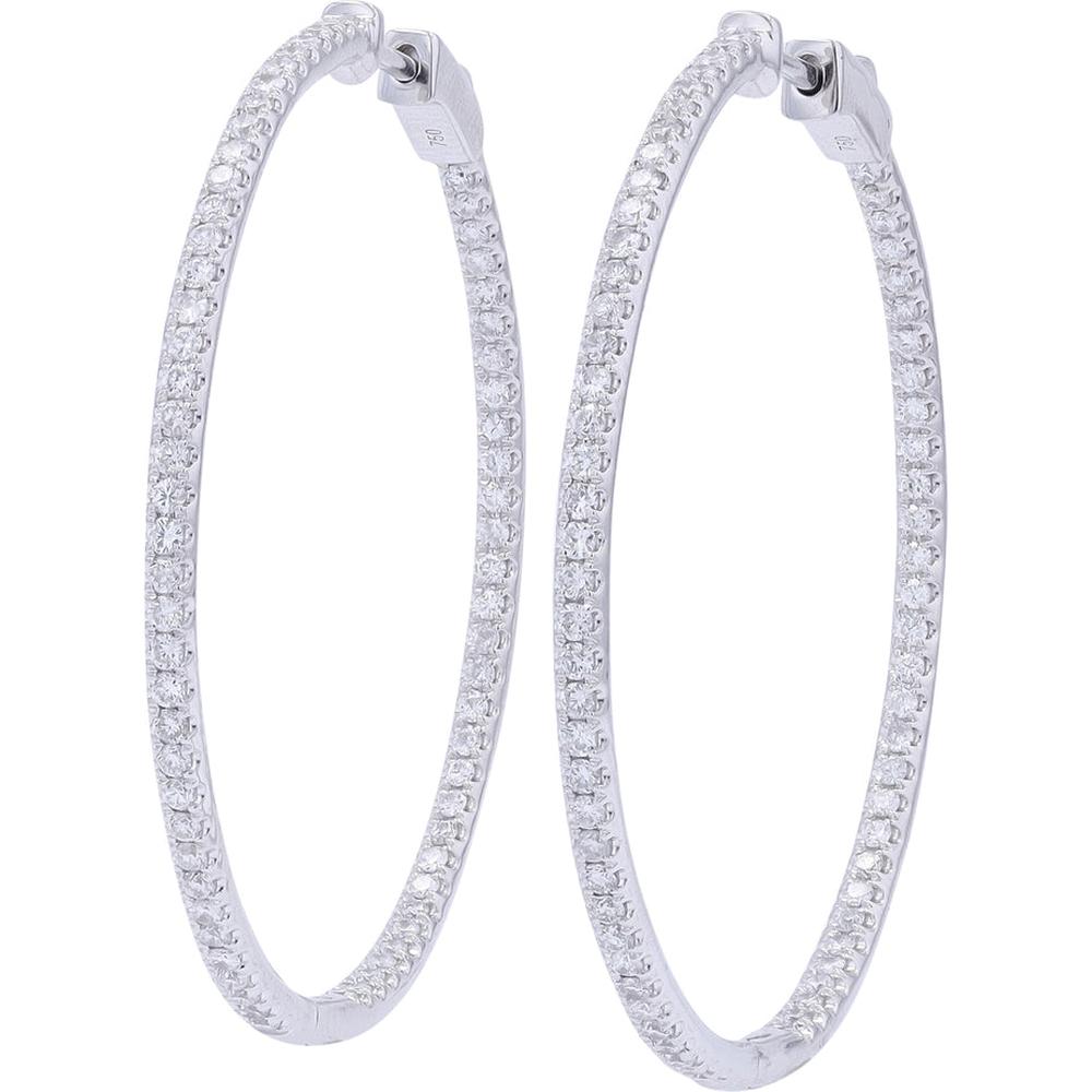 Sparkling 18K White Gold 1.20 Carat Diamond Inside-Out Hoop Earrings