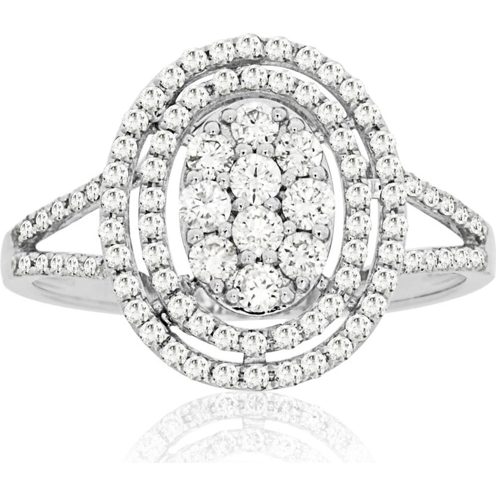 Sparkling Brilliance:14K White Gold Diamond Ring - Exquisite Luxury