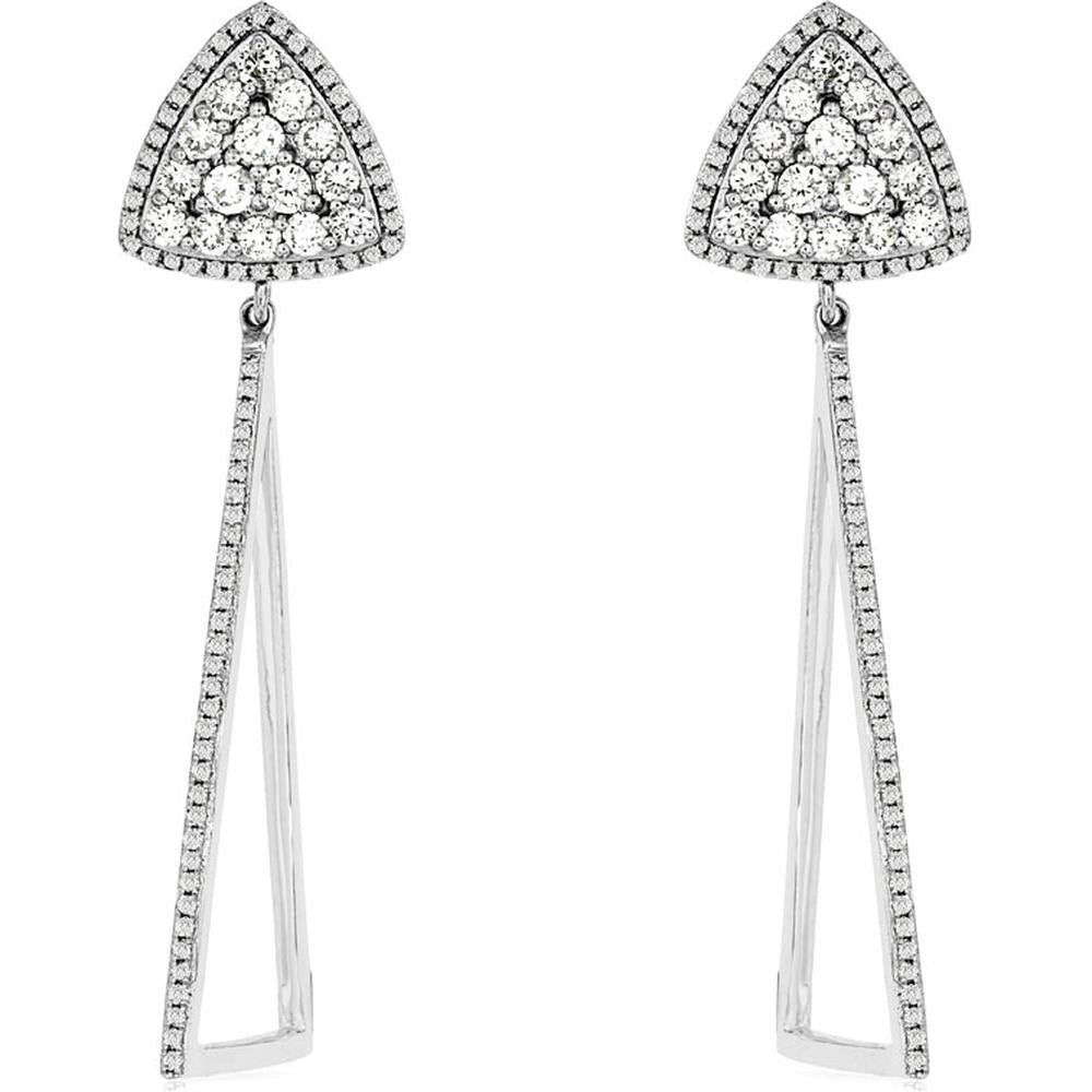 Sparkling Brilliance: Royal 14K White Gold Diamond Earrings - 1.27 Carat Total Weight