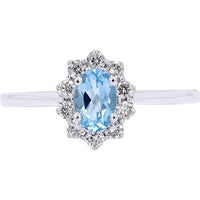 Sparkling Gemstone Halo Ring in 10K White Gold