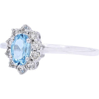 Sparkling Gemstone Halo Ring in 10K White Gold