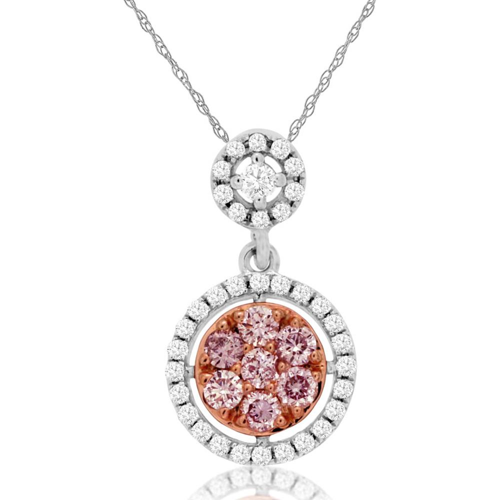 Sparkling Grace 14K White Gold Diamond Pendant with Pink Diamond Accent