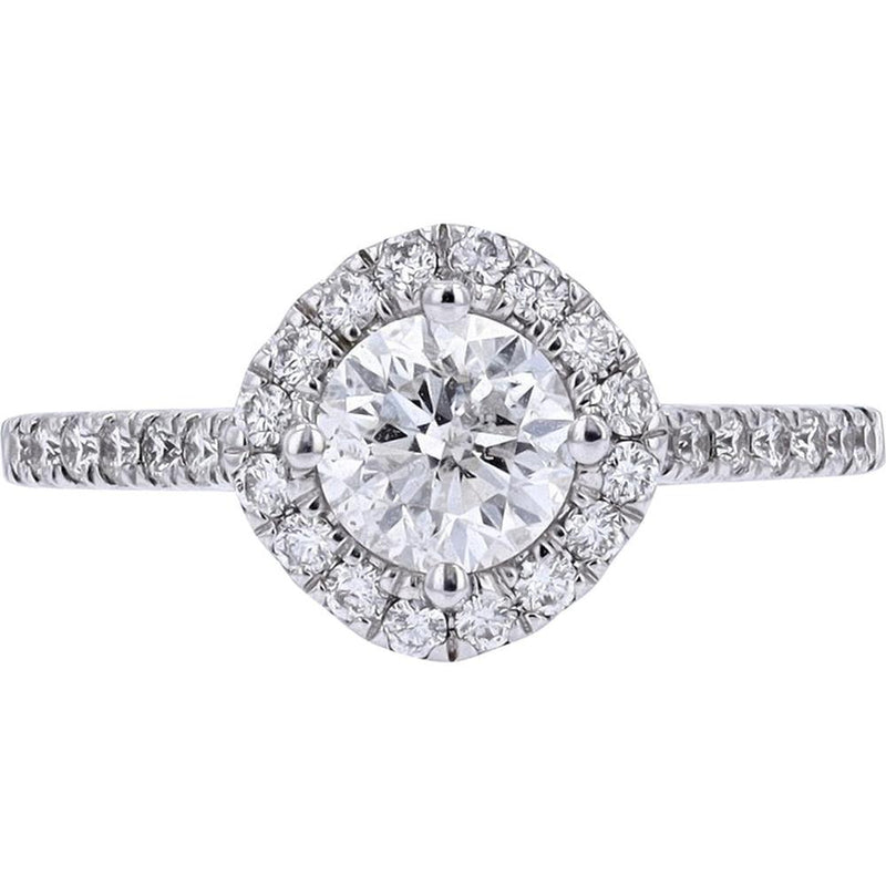 Sparkling Love 14K White Gold 1.40 Carat Diamond Halo Engagement Ring