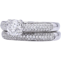 Sparkling Romance 14K White Gold Solitaire Diamond Bridal Set - 1.26 Carat Total Diamond Weight