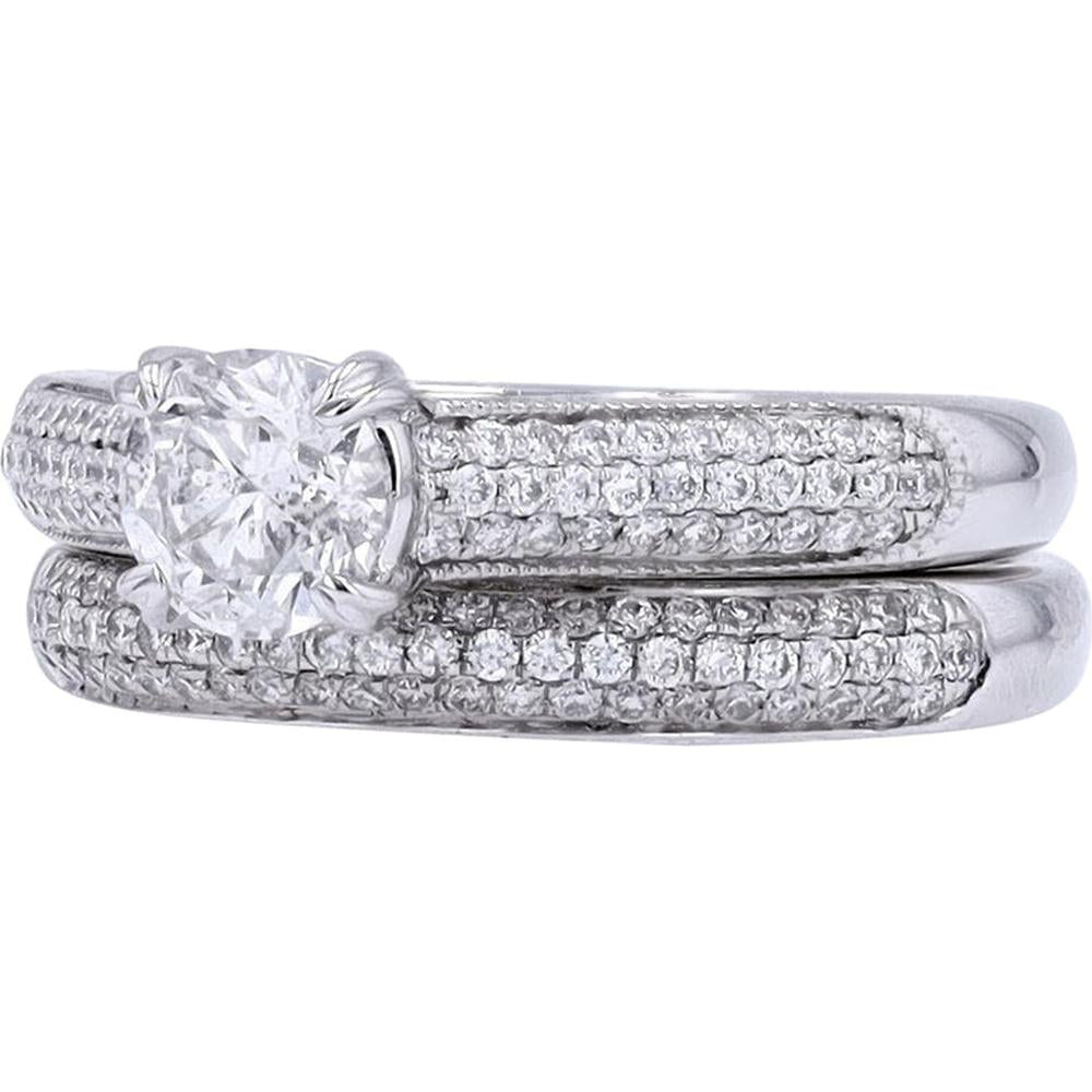Sparkling Romance 14K White Gold Solitaire Diamond Bridal Set - 1.26 Carat Total Diamond Weight