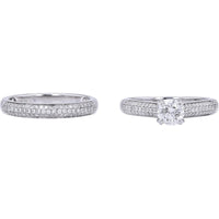 Sparkling Romance 14K White Gold Solitaire Diamond Bridal Set - 1.26 Carat Total Diamond Weight