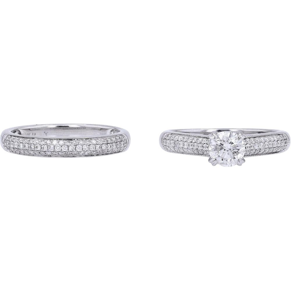 Sparkling Romance 14K White Gold Solitaire Diamond Bridal Set - 1.26 Carat Total Diamond Weight