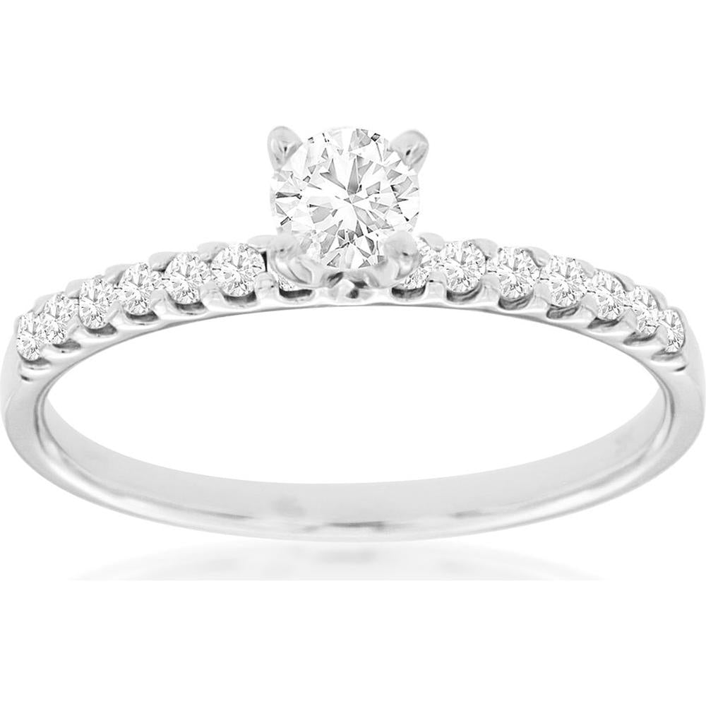 Splendid 14K White Gold Diamond Love Story Engagement Ring