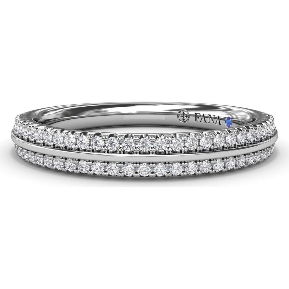 Split Pavé Diamond Band with Two Rows of Round Diamonds by Fana - 0.33 Carat Total Diamond Weight