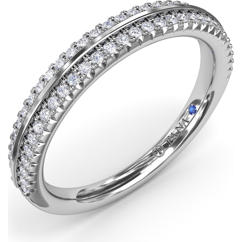 Split Pavé Diamond Band with Two Rows of Round Diamonds by Fana - 0.33 Carat Total Diamond Weight