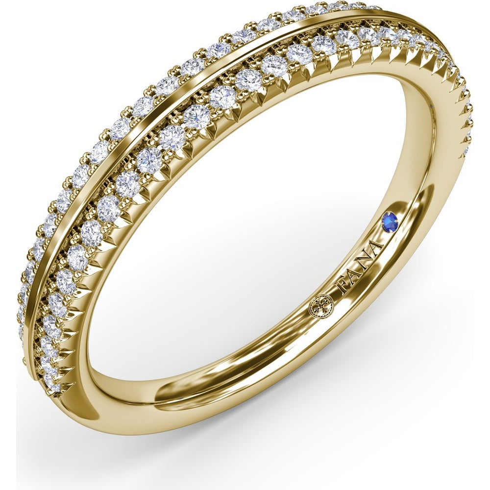 Split Pavé Diamond Band with Two Rows of Round Diamonds by Fana - 0.33 Carat Total Diamond Weight