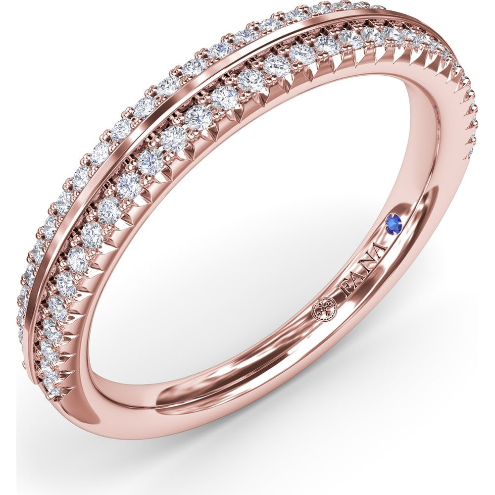 Split Pavé Diamond Band with Two Rows of Round Diamonds by Fana - 0.33 Carat Total Diamond Weight