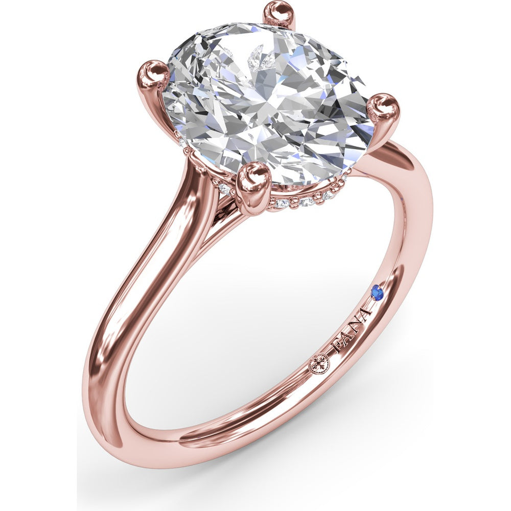 Split Prong Solitaire Engagement Ring Setting with Hidden Halo by Fana - 0.08 Carat Total Diamond Weight