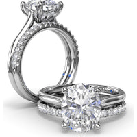 Split Prong Solitaire Engagement Ring Setting with Hidden Halo by Fana - 0.08 Carat Total Diamond Weight