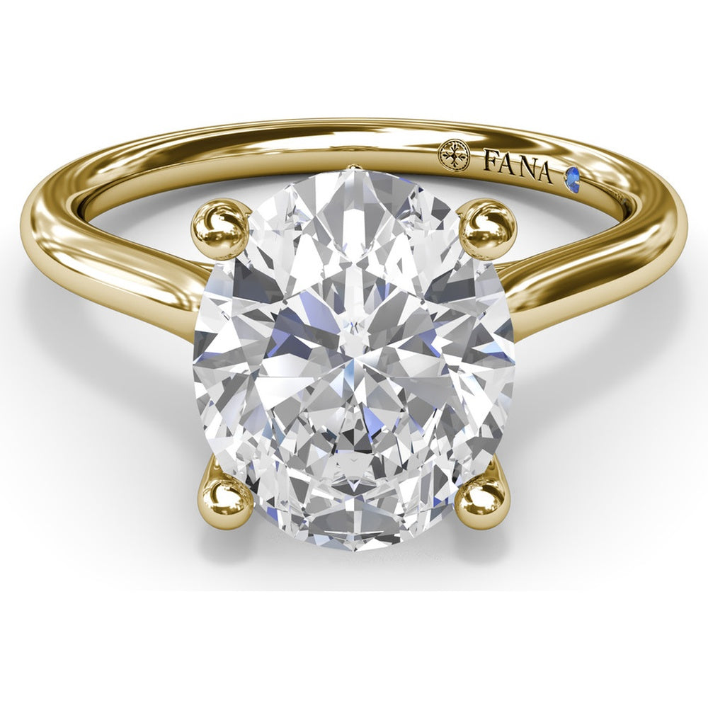 Split Prong Solitaire Engagement Ring Setting with Hidden Halo by Fana - 0.08 Carat Total Diamond Weight