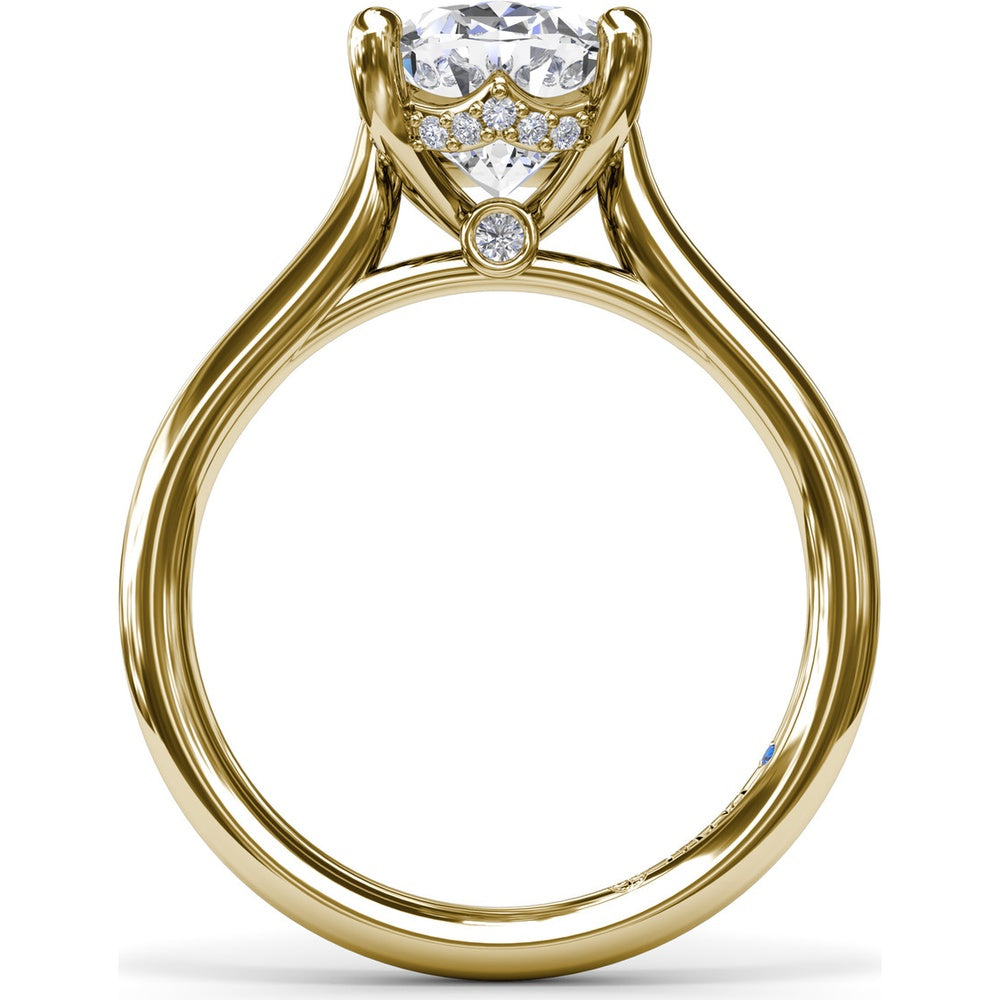 Split Prong Solitaire Engagement Ring Setting with Hidden Halo by Fana - 0.08 Carat Total Diamond Weight