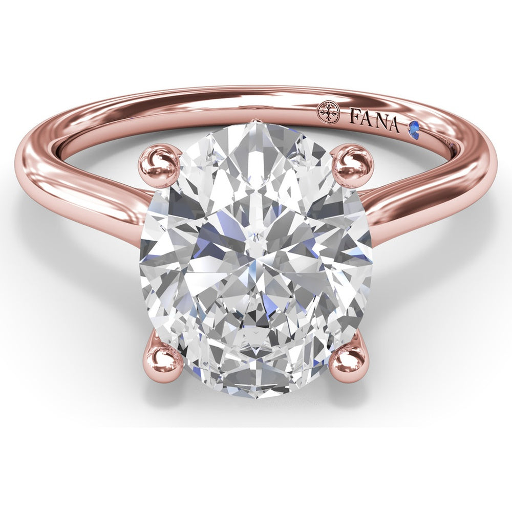 Split Prong Solitaire Engagement Ring Setting with Hidden Halo by Fana - 0.08 Carat Total Diamond Weight