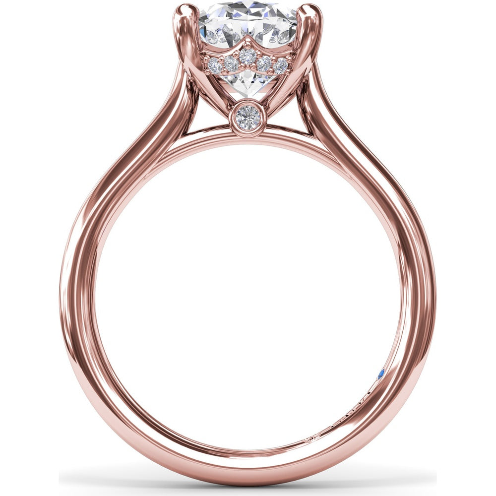 Split Prong Solitaire Engagement Ring Setting with Hidden Halo by Fana - 0.08 Carat Total Diamond Weight