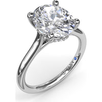 Split Prong Solitaire Engagement Ring Setting with Hidden Halo by Fana - 0.08 Carat Total Diamond Weight