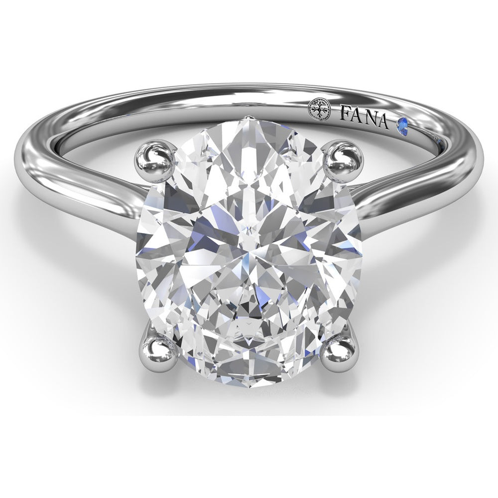 Split Prong Solitaire Engagement Ring Setting with Hidden Halo by Fana - 0.08 Carat Total Diamond Weight