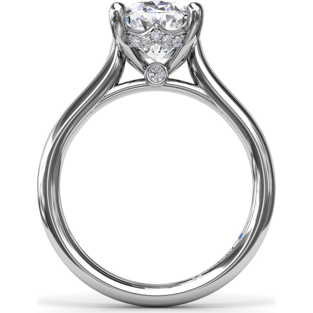 Split Prong Solitaire Engagement Ring Setting with Hidden Halo by Fana - 0.08 Carat Total Diamond Weight