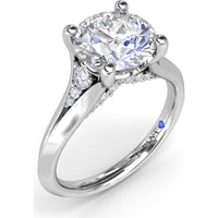 Split Shank Cathedral Engagement Ring Setting with Hidden Halo and Pavé Diamond Accents by Fana - 0.23 Carat Total Diamond Weight