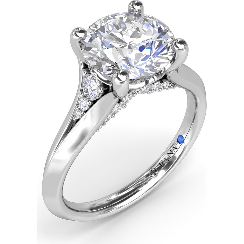 Split Shank Cathedral Engagement Ring Setting with Hidden Halo and Pavé Diamond Accents by Fana - 0.23 Carat Total Diamond Weight