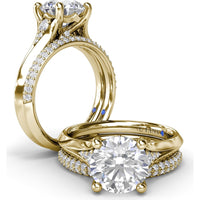 Split Shank Cathedral Engagement Ring Setting with Hidden Halo and Pavé Diamond Accents by Fana - 0.23 Carat Total Diamond Weight