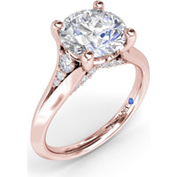 Split Shank Cathedral Engagement Ring Setting with Hidden Halo and Pavé Diamond Accents by Fana - 0.23 Carat Total Diamond Weight