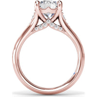 Split Shank Cathedral Engagement Ring Setting with Hidden Halo and Pavé Diamond Accents by Fana - 0.23 Carat Total Diamond Weight