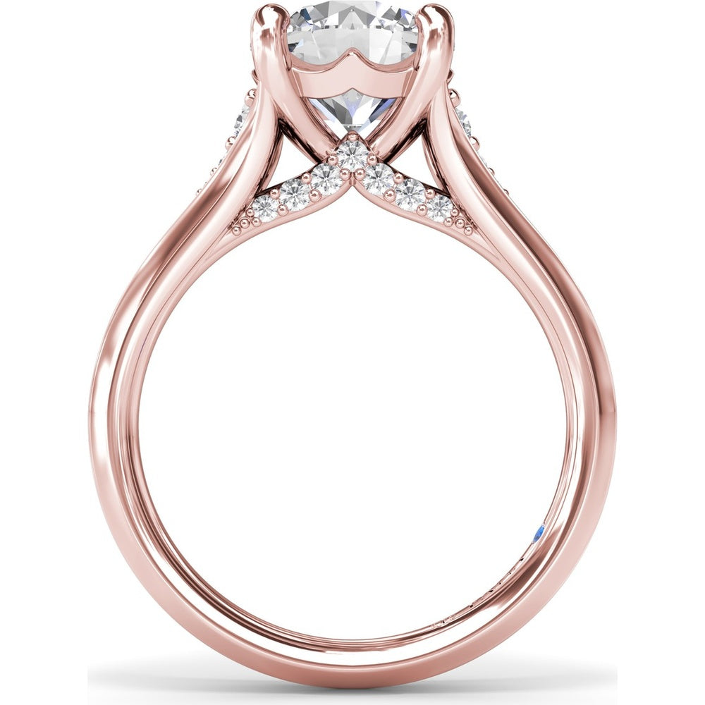 Split Shank Cathedral Engagement Ring Setting with Hidden Halo and Pavé Diamond Accents by Fana - 0.23 Carat Total Diamond Weight