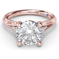 Split Shank Cathedral Engagement Ring Setting with Hidden Halo and Pavé Diamond Accents by Fana - 0.23 Carat Total Diamond Weight