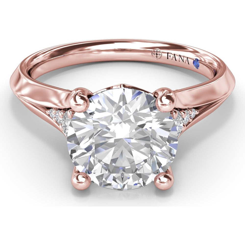 Split Shank Cathedral Engagement Ring Setting with Hidden Halo and Pavé Diamond Accents by Fana - 0.23 Carat Total Diamond Weight