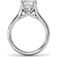 Split Shank Cathedral Engagement Ring Setting with Hidden Halo and Pavé Diamond Accents by Fana - 0.23 Carat Total Diamond Weight