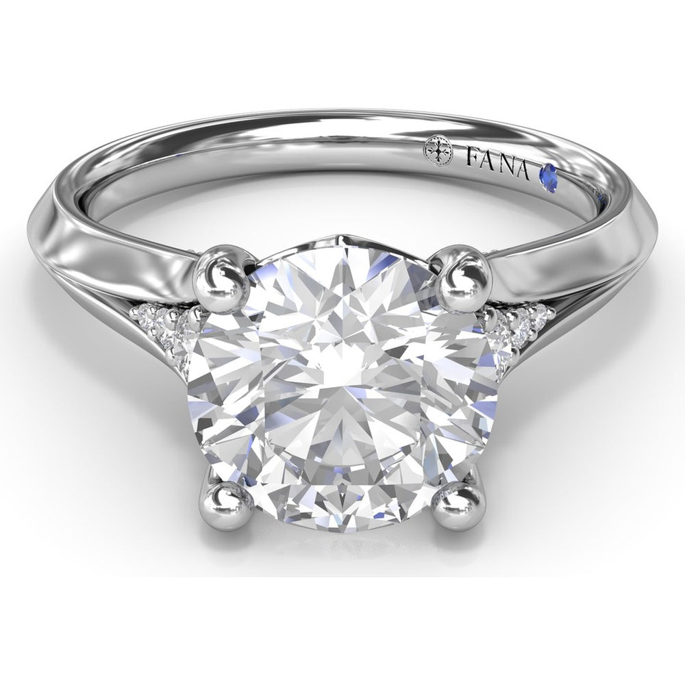 Split Shank Cathedral Engagement Ring Setting with Hidden Halo and Pavé Diamond Accents by Fana - 0.23 Carat Total Diamond Weight